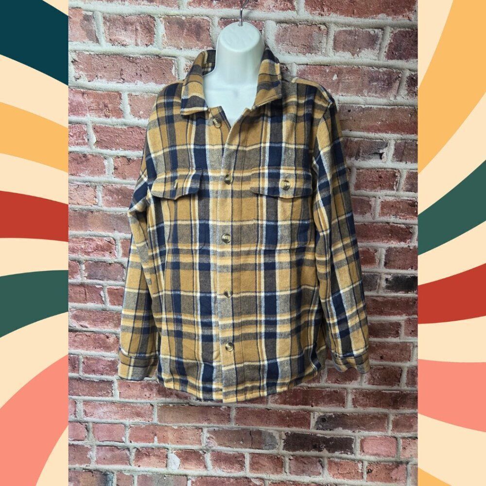 Old Navy Brown & Tan Button-Down Shacket Jacket – Unisex‎ Large